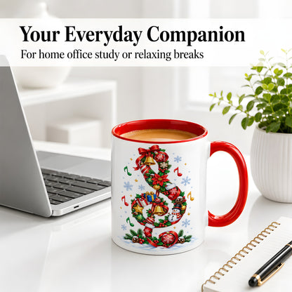 #pl[11oz|Red] Christmas Music Treble Clef Ceramic Mug for Music Lovers