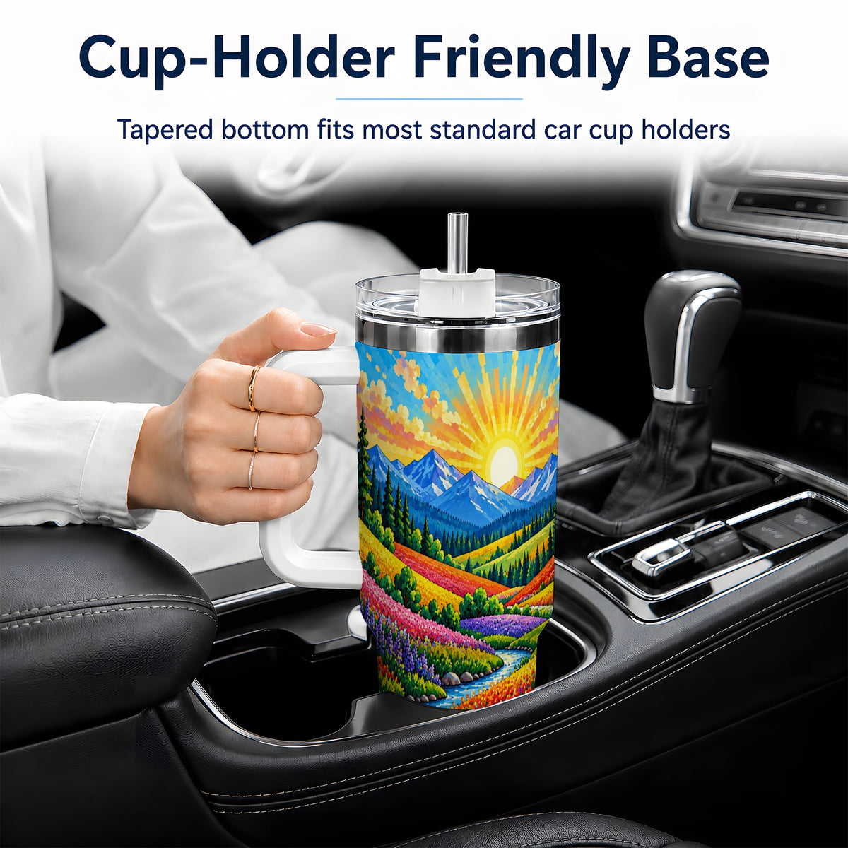 Mountain Wildflower 40oz Tumbler, Colorful Alpine Meadow Landscape