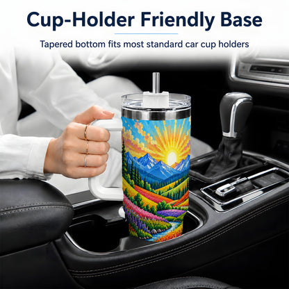 Mountain Wildflower 40oz Tumbler, Colorful Alpine Meadow Landscape