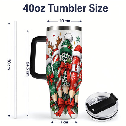 #pl[40oz|Black] Christmas Pencil 40oz Tumbler, Stainless Steel Drinkware for Classroom Use