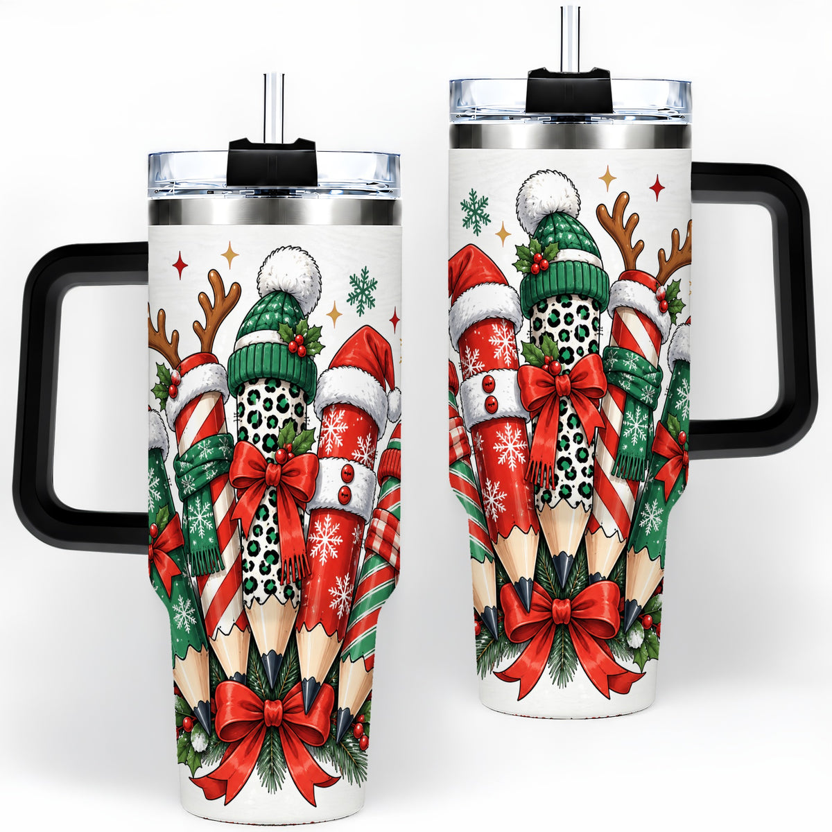 #pl[40oz|Black] Christmas Pencil 40oz Tumbler, Stainless Steel Drinkware for Classroom Use