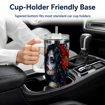 Sugar Skull Butterfly 40oz Tumbler, Stainless Steel for Daily Use