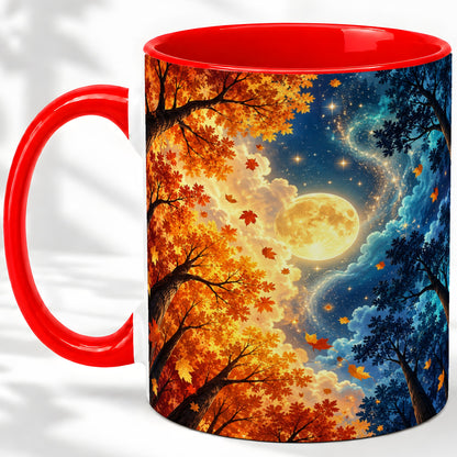 Autumn Moon Forest Accent Mug with Starry Night Artwork for Coffee