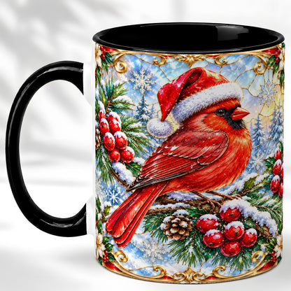 #pl[11oz|Black] Ornate Cardinal Coffee Mug, Christmas Bird Mug, Ceramic Cup