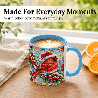 #pl[11oz|Blue] Ornate Cardinal Coffee Mug, Christmas Bird Mug, Ceramic Cup