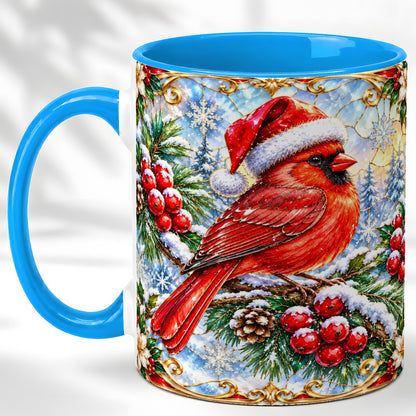 #pl[11oz|Blue] Ornate Cardinal Coffee Mug, Christmas Bird Mug, Ceramic Cup
