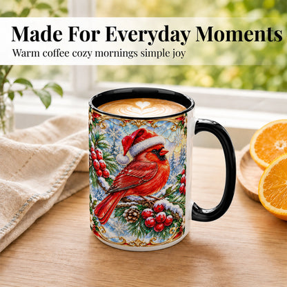#pl[15oz|Black] Ornate Cardinal Coffee Mug, Christmas Bird Mug, Ceramic Cup
