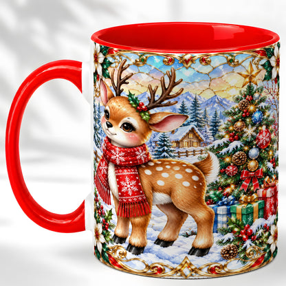 Christmas Reindeer Coffee Mug, Winter Deer Mug, Ceramic Cup