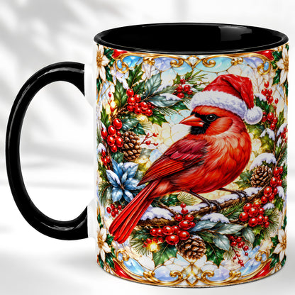 #pl[11oz|Black] Christmas Cardinal Coffee Mug, Red Bird Mug, Ceramic Cup