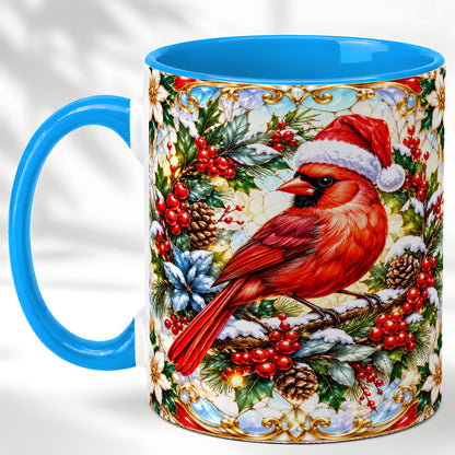 #pl[11oz|Blue] Christmas Cardinal Coffee Mug, Red Bird Mug, Ceramic Cup