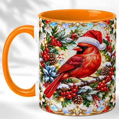 #pl[11oz|Orange] Christmas Cardinal Coffee Mug, Red Bird Mug, Ceramic Cup