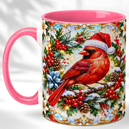 #pl[11oz|Pink] Christmas Cardinal Coffee Mug, Red Bird Mug, Ceramic Cup