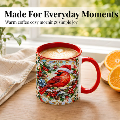 #pl[11oz|Red] Christmas Cardinal Coffee Mug, Red Bird Mug, Ceramic Cup