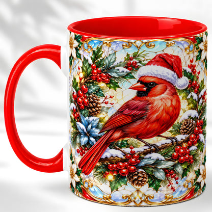Christmas Cardinal Coffee Mug, Red Bird Mug, Ceramic Cup