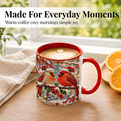 #pl[11oz|Red] Cardinal Pair Coffee Mug, Christmas Bird Mug, Ceramic Cup