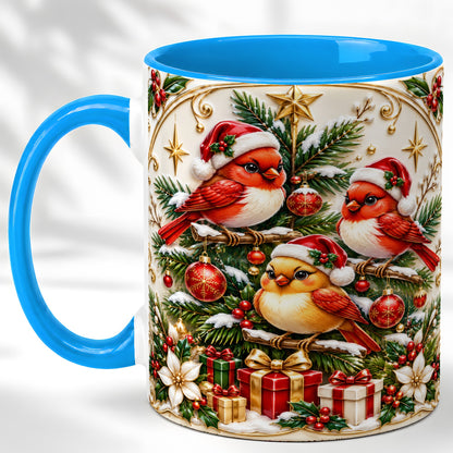 #pl[11oz|Blue] Christmas Cardinal Coffee Mug, Holiday Bird Mug, Ceramic Cup
