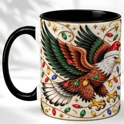 #pl[11oz|Black] Christmas Eagle Coffee Mug, Holiday Bird Mug, Ceramic Cup
