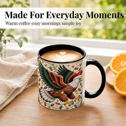 #pl[11oz|Black] Christmas Eagle Coffee Mug, Holiday Bird Mug, Ceramic Cup