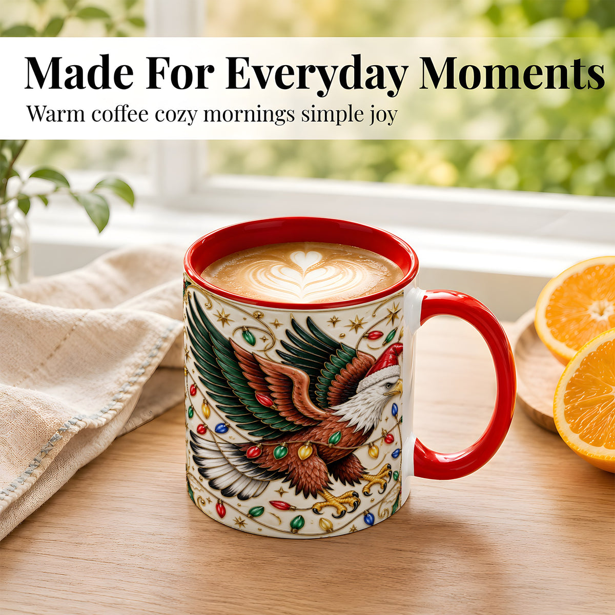 #pl[11oz|Red] Christmas Eagle Coffee Mug, Holiday Bird Mug, Ceramic Cup
