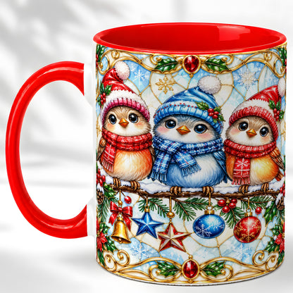 Christmas Owl Coffee Mug, Winter Bird Mug, Ceramic Cup