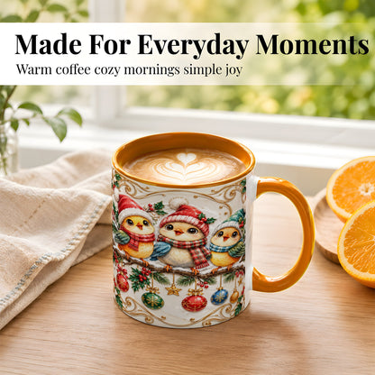 #pl[11oz|Orange] Christmas Chick Coffee Mug, Winter Bird Mug, Ceramic Cup