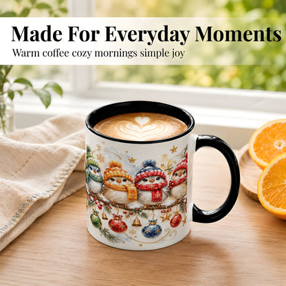 #pl[11oz|Black] Winter Bird Coffee Mug, Cozy Songbird Mug, Ceramic Cup