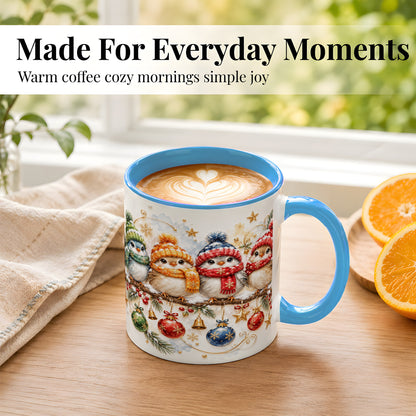 #pl[11oz|Blue] Winter Bird Coffee Mug, Cozy Songbird Mug, Ceramic Cup
