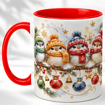 Winter Bird Coffee Mug, Cozy Songbird Mug, Ceramic Cup