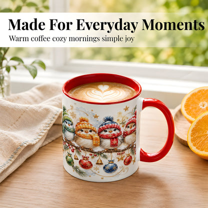 #pl[11oz|Red] Winter Bird Coffee Mug, Cozy Songbird Mug, Ceramic Cup