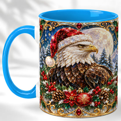 #pl[11oz|Blue] Christmas Eagle Coffee Mug, Santa Eagle Mug, Ceramic Cup