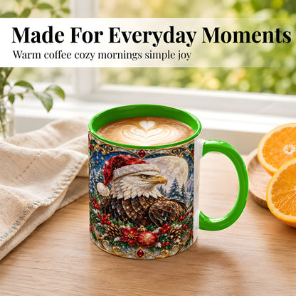 #pl[11oz|Green] Christmas Eagle Coffee Mug, Santa Eagle Mug, Ceramic Cup
