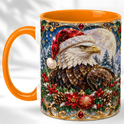 #pl[11oz|Orange] Christmas Eagle Coffee Mug, Santa Eagle Mug, Ceramic Cup