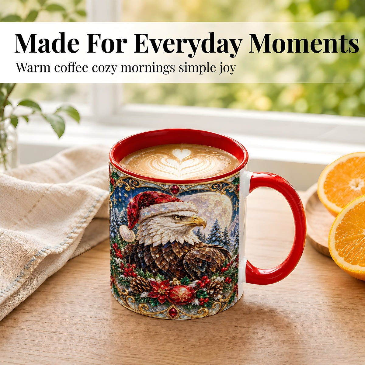 #pl[11oz|Red] Christmas Eagle Coffee Mug, Santa Eagle Mug, Ceramic Cup