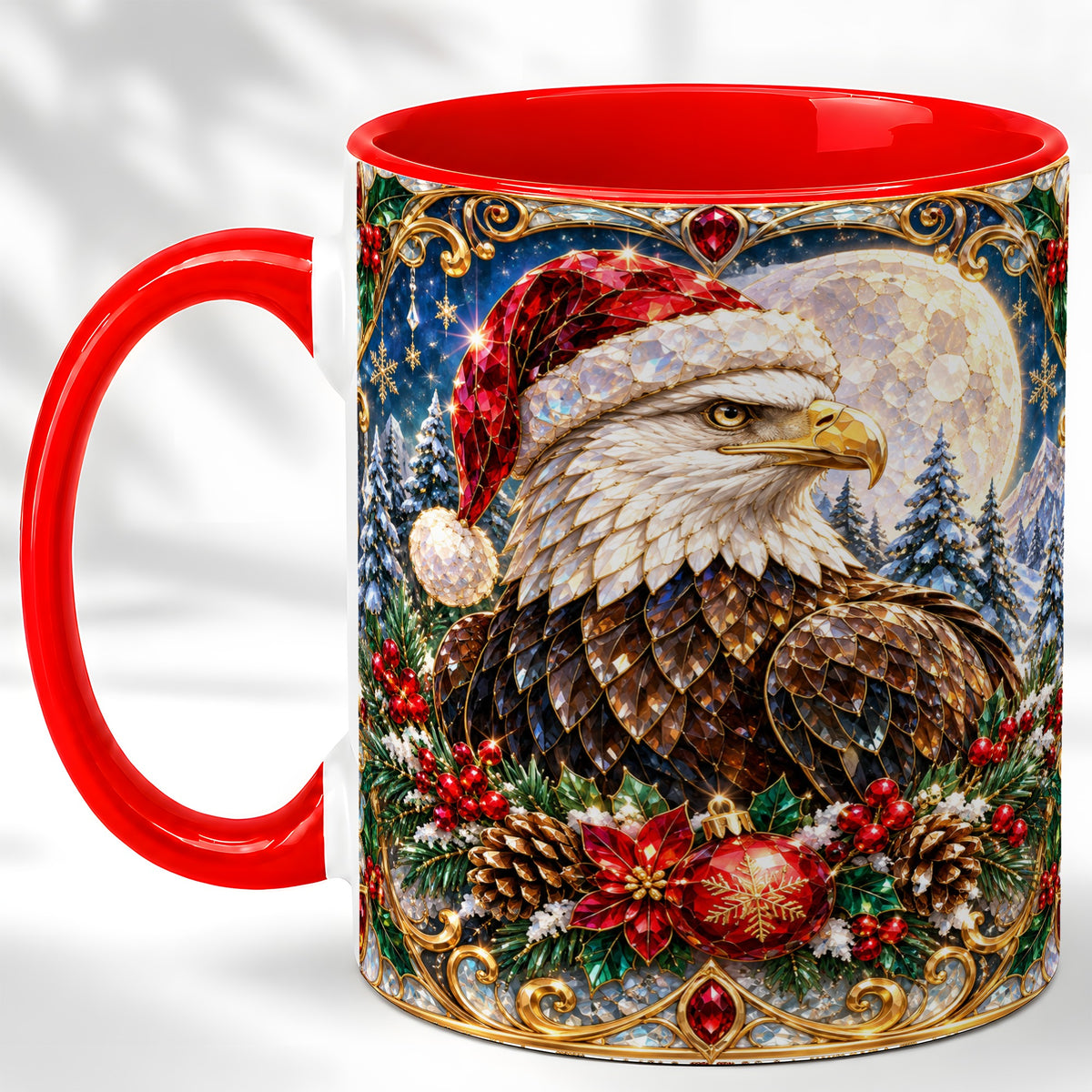 Christmas Eagle Coffee Mug, Santa Eagle Mug, Ceramic Cup