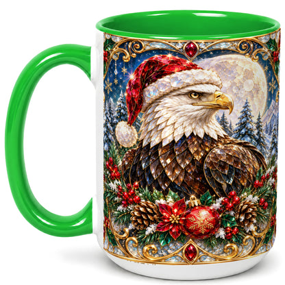 #pl[15oz|Green] Christmas Eagle Coffee Mug, Santa Eagle Mug, Ceramic Cup