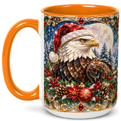 #pl[15oz|Orange] Christmas Eagle Coffee Mug, Santa Eagle Mug, Ceramic Cup