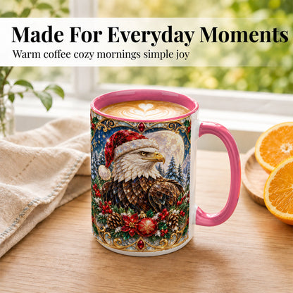 #pl[15oz|Pink] Christmas Eagle Coffee Mug, Santa Eagle Mug, Ceramic Cup