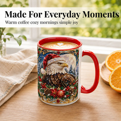 #pl[15oz|Red] Christmas Eagle Coffee Mug, Santa Eagle Mug, Ceramic Cup