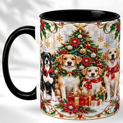 #pl[11oz|Black] Christmas Dogs Coffee Mug, Holiday Pet Mug, Ceramic Cup