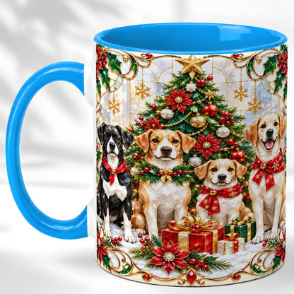 #pl[11oz|Blue] Christmas Dogs Coffee Mug, Holiday Pet Mug, Ceramic Cup