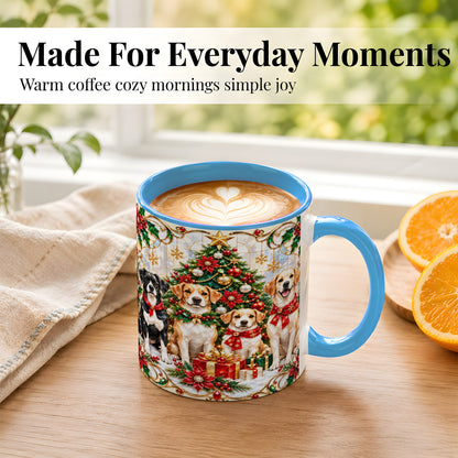 #pl[11oz|Blue] Christmas Dogs Coffee Mug, Holiday Pet Mug, Ceramic Cup