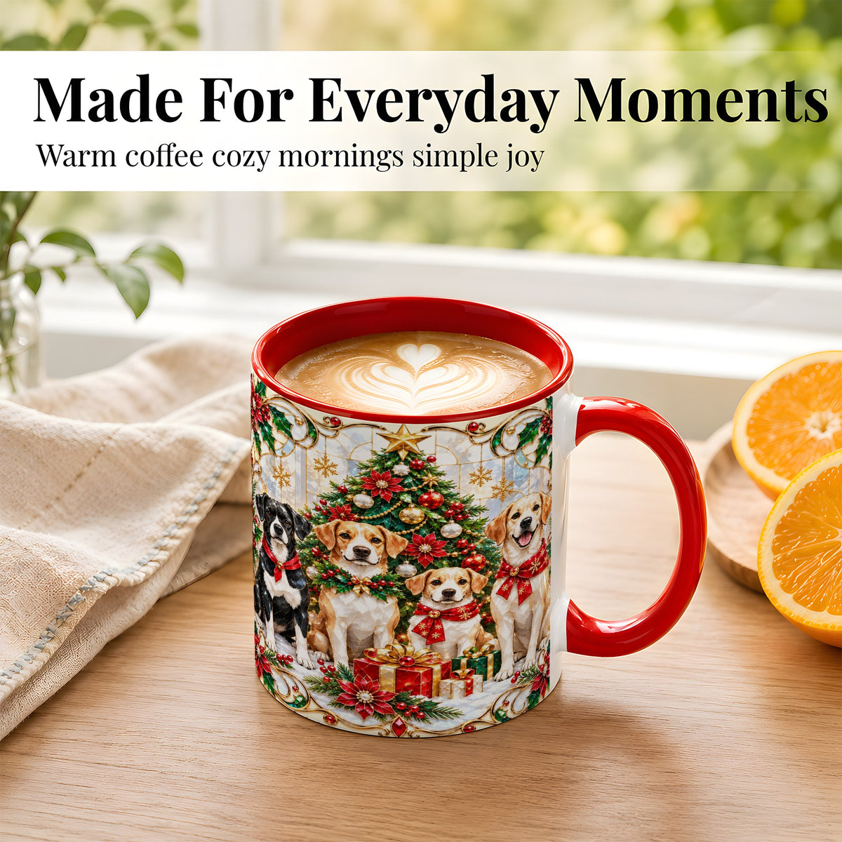 #pl[11oz|Red] Christmas Dogs Coffee Mug, Holiday Pet Mug, Ceramic Cup