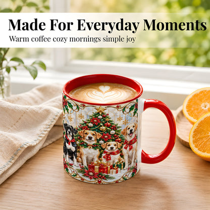 #pl[11oz|Red] Christmas Dogs Coffee Mug, Holiday Pet Mug, Ceramic Cup