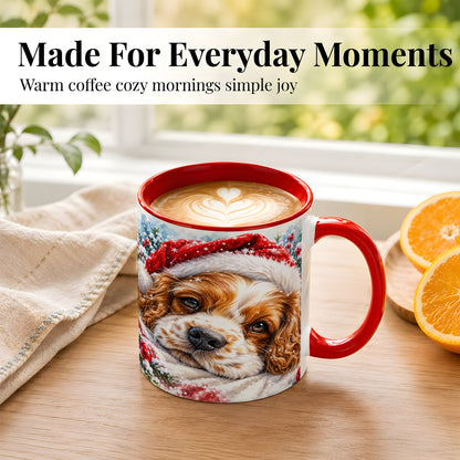 #pl[11oz|Red] Christmas Spaniel Coffee Mug, Santa Dog Mug, Ceramic Cup