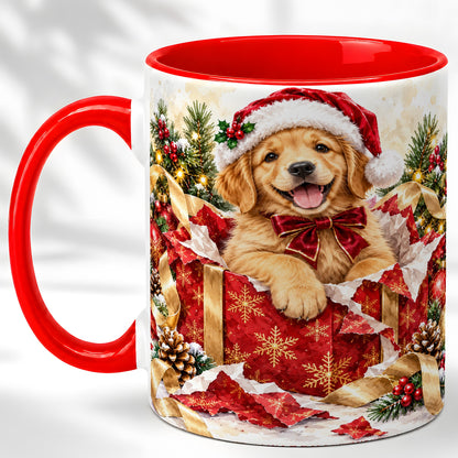 Christmas Golden Retriever Coffee Mug, Puppy Mug, Ceramic Cup