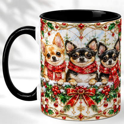 #pl[11oz|Black] Jeweled Chihuahua Coffee Mug, Christmas Dog Mug, Ceramic Cup
