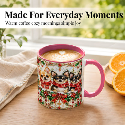 #pl[11oz|Pink] Jeweled Chihuahua Coffee Mug, Christmas Dog Mug, Ceramic Cup