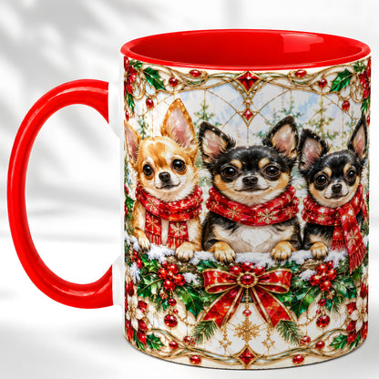 Jeweled Chihuahua Coffee Mug, Christmas Dog Mug, Ceramic Cup