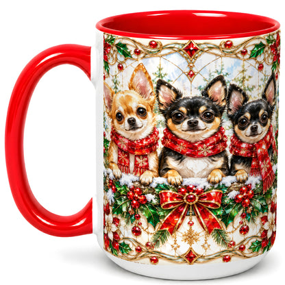 #pl[15oz|Red] Jeweled Chihuahua Coffee Mug, Christmas Dog Mug, Ceramic Cup