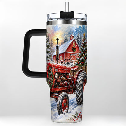 #pl[40oz|Black] Christmas Tractor Tumbler 40oz,
